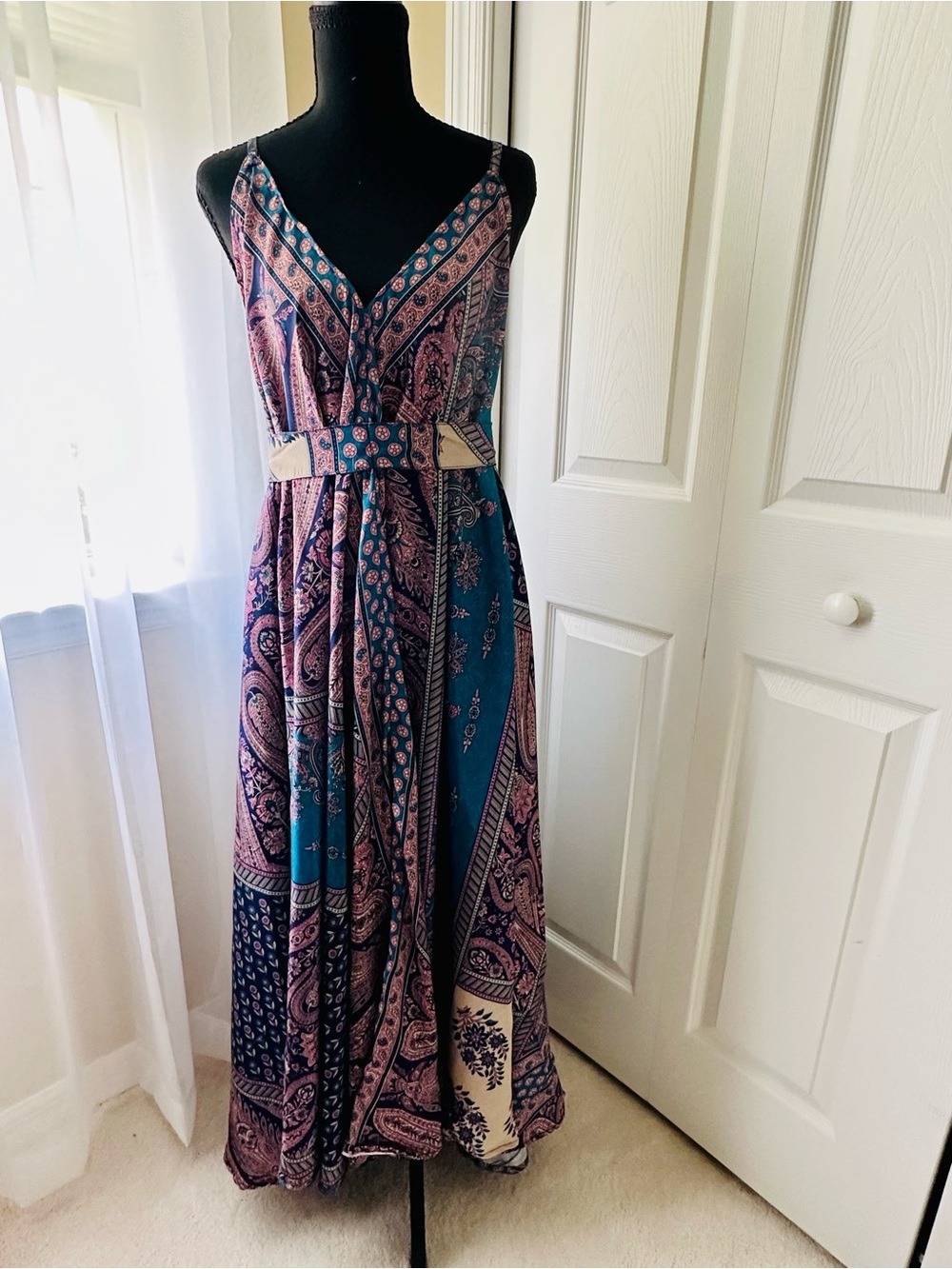 NWT - Advance Apparels Teal & Purple Paisley Maxi Dress